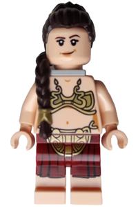 Princess Leia Minifigure - Princess Leia in Jabba slave outfit with dark brown braid over shoulder - sw1389