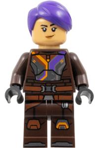 Sabine Wren Minifigure - Sabine Wren with dark purple hair and dark brown armor - sw1395