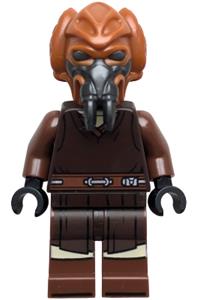 Plo Koon Minifigure - Plo Koon wearing a dark brown robe over a tan shirt with printed legs - sw1414