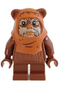 Wicket Ewok Minifigure - Wicket Ewok with a molded dark orange hood featuring wrinkles - sw1435