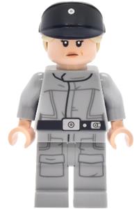 Imperial Crew Minifigure - Imperial crew member with tan hair wearing a black cap - sw1462