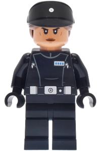 Imperial Navy Officer Minifigure - Imperial Navy Officer with reddish brown hair wearing a black cap - sw1465