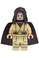 Old Obi-Wan Kenobi wearing a dark brown hood and spongy cape - sw1467