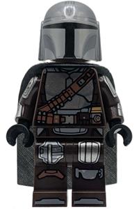 The Mandalorian / Din Djarin / 'Mando' - The Mandalorian (Din Djarin 'Mando') with silver beskar armor, cape, printed head, and reddish brown and dark silver knee pads - sw1528