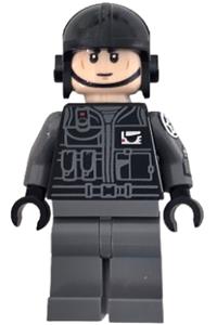 Imperial Shuttle Pilot Minifigure - Imperial Shuttle Pilot with a light nougat head wearing a black aviator cap - sw1529