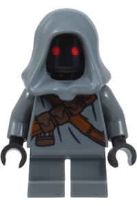 Jawa Offworld Minifigure - Jawa wearing a dark bluish gray offworld outfit with straps and pouches - sw1542