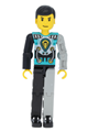 Technic Figure Black/Light Gray Legs, Dark Turquoise Torso with Yellow, Black, Silver Pattern, Light Gray Mechanical Left Arm - tech001