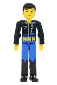 Technic Figure Blue Legs - Technic figure with blue legs and a black top featuring a zippered wetsuit pattern - tech002