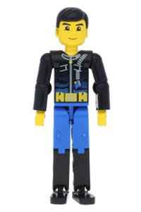 Technic Figure Blue Legs, Black Top with Zippered Wetsuit and Knife and 'Diving' Pattern tech002s