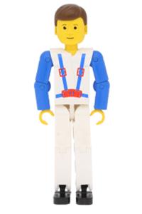 Technic Figure White Legs - Technic figure with white legs, white top featuring blue suspenders pattern, and blue arms - tech006