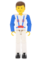 Technic Figure White Legs, White Top with Blue Suspenders Pattern, Blue Arms - tech006