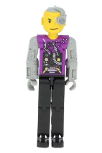 Technic Figure Cyber Person, Black Legs, Mechanical Arms, Yellow Head, Cyborg Eyepiece tech007
