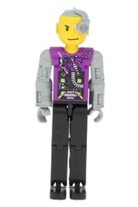 Technic Figure Cyber Person - Cyber technic figure with black legs, mechanical arms, yellow head, and cyborg eyepiece - tech007