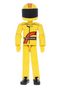 Technic Figure Yellow Legs - Technic figure with yellow legs, top, and helmet, wearing a black visor - tech014