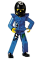 Technic Figure Blue Legs, Blue Top with Chest Plate, Black Hair, Black Helmet - tech016