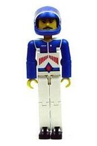 Technic Figure White Legs, White Top with Red Arrow-Type Stripes Pattern, Blue Arms tech018