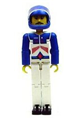 Technic Figure White Legs, White Top with Red Arrow-Type Stripes Pattern, Blue Arms - tech018