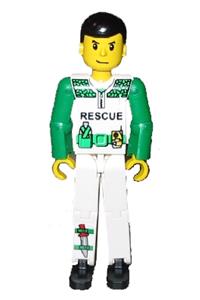 Technic Figure White Legs, White Top with White and Green Torso with Rescue Pattern, Green Arms tech022