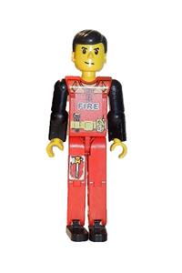 Technic Figure Red Legs, Red Top with Fire and Axe Pattern tech023s