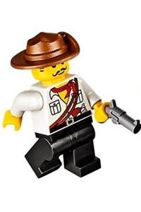 Johnny Thunder Minifigure - Johnny Thunder from The Lego Movie with dark brown straps and white pupils - tlm068