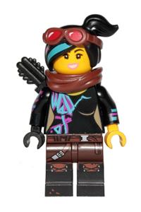 Lucy Wyldstyle Minifigure - Lucy Wyldstyle with Black Quiver, Reddish Brown Scarf and Goggles, Open Mouth  Smile / Angry - tlm117