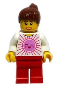 Lego Brand Store Female Costa Mesa - Female minifigure representing a Lego Brand Store, wearing a pink sun hat, located in Costa Mesa - tls002