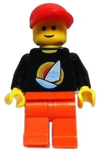 Lego Brand Store Male Costa Mesa - Male minifigure at the LEGO Brand Store holding a surfboard in an ocean-themed setting in Costa Mesa - tls003