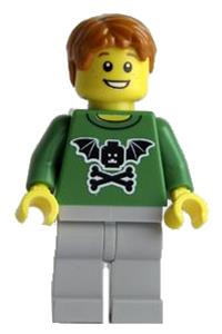Lego Brand Store Male Indianapolis - Male minifigure from the LEGO Brand Store in Indianapolis with bat wings and a crossbones accessory - tls004