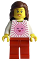 Female minifigure representing a Lego Brand Store, wearing a pink sun hat from Indianapolis - tls005