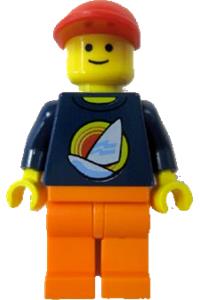 Lego Brand Store Male Indianapolis - Male minifigure at the LEGO Brand Store in Indianapolis, holding a surfboard on an ocean backdrop - tls006