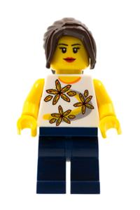 Lego Brand Store Female San Diego - Female Lego Brand Store employee wearing a San Diego t-shirt adorned with yellow flowers - tls017