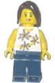 Female minifigure representing a Lego Brand Store in Pleasanton, adorned with yellow flowers - tls022
