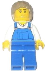 Lego Brand Store Male Pleasanton - Male minifigure wearing blue overalls from the LEGO Brand Store in Pleasanton - tls024