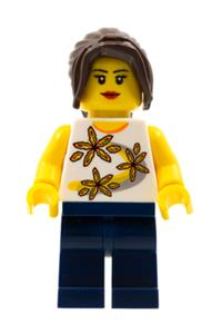 Lego Brand Store Female Nashville - A female minifigure representing a Lego Brand Store, adorned with yellow flowers from Nashville - tls045