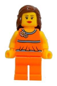 Lego Brand Store Female Overland Park - Female minifigure representing a LEGO Brand Store, wearing an orange halter top, located in Overland Park - tls054