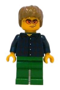 Lego Brand Store Male Minifigure - Male minifigure from the LEGO Brand Store wearing a plaid button shirt - tls064
