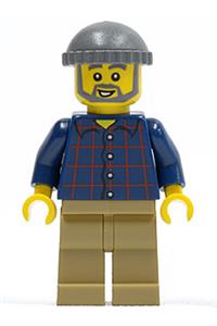 Lego Brand Store Male Minifigure - Lego Brand Store Male, Plaid Button Shirt, Dark Tan Legs - tls073