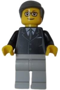 Lego Brand Store Male Minifigure - Male Lego Brand Store employee in a black suit with light bluish gray legs and dark bluish gray smooth hair - tls081