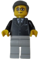 Male Lego Brand Store employee in a black suit with light bluish gray legs and dark bluish gray smooth hair - tls081