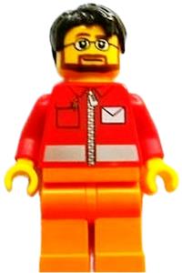 Lego Brand Store Male Toronto - Male minifigure representing the Lego Brand Store, wearing a Post Office White Envelope and Stripe from Toronto Yorkdale - tls085