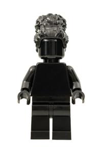 Black Monochrome Minifigure - Monochrome minifigure with a high bun, featuring a coiled design, in black color - tls100