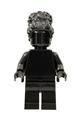 Monochrome minifigure with a high bun, featuring a coiled design, in black color - tls100