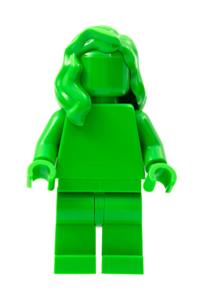 Bright Green Monochrome Minifigure - Bright green monochrome with mid-length hair draped over the shoulder - tls105