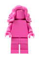 Monochrome minifigure with mid-length wavy hair in dark pink color - tls110