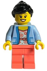 LEGO Store Customer - Female, Light Blue Jacket, Coral Legs tls111