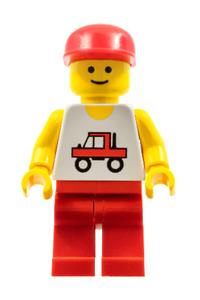 Trucker Minifigure - Trucker with red legs wearing a red cap - trc001