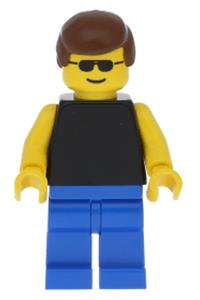 Plain Black Torso with Yellow Arms, Blue Legs, Sunglasses, Brown Male Hair trn034
