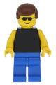 Plain Black Torso with Yellow Arms, Blue Legs, Sunglasses, Brown Male Hair - trn034