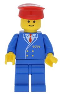Railway Employee Minifigure - Railway employee with one blue leg - trn046