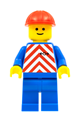 Red & White Stripes - Blue Legs, Red Construction Helmet - trn049